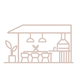 Salão de festas com área gourmet